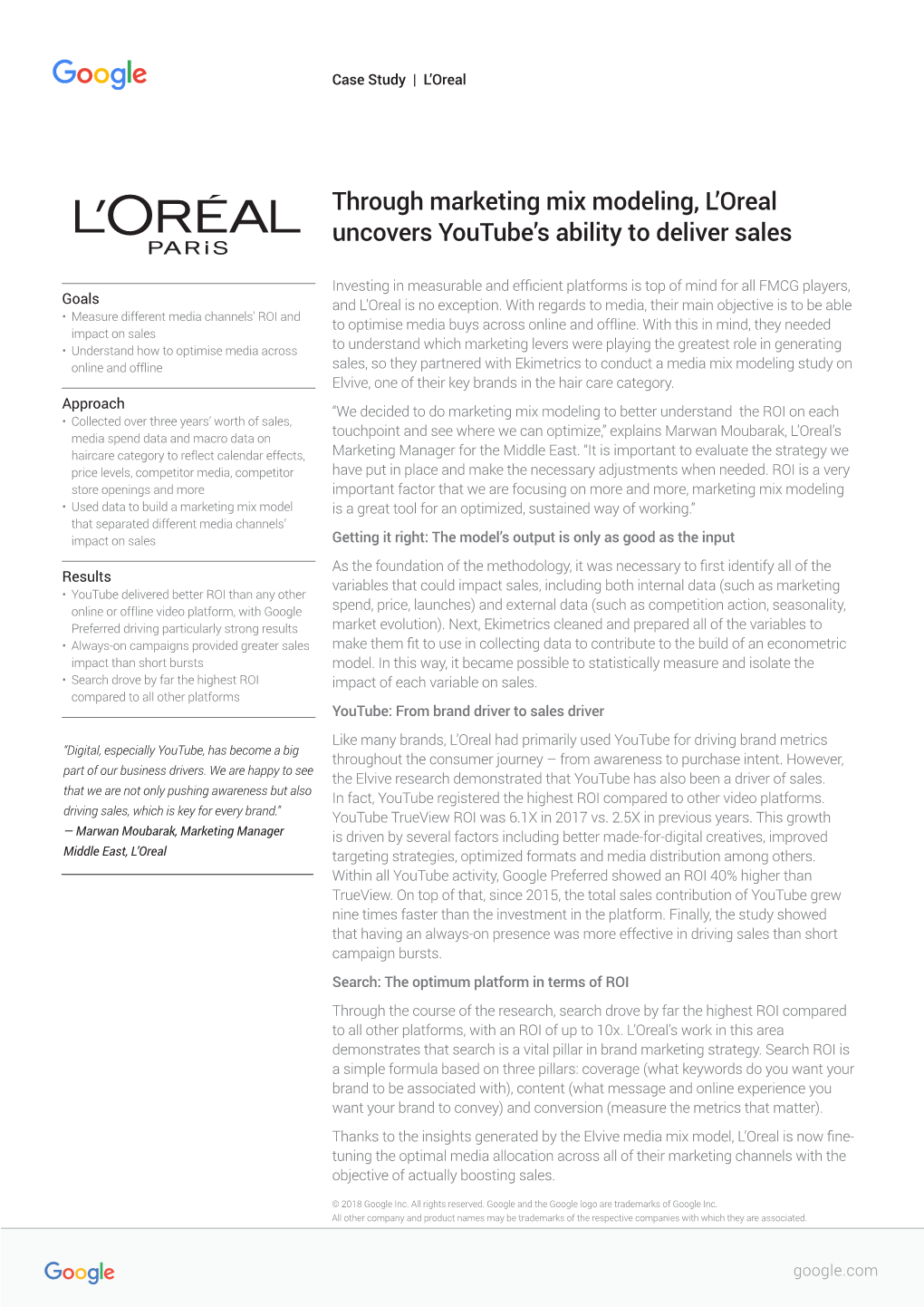 Through Marketing Mix Modeling, L'oreal Uncovers Youtube's Ability