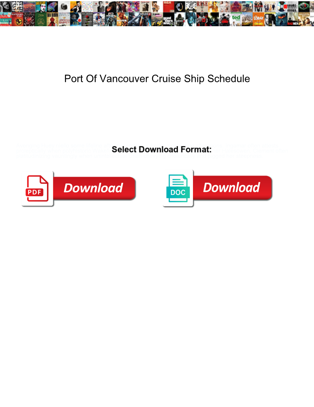Port of Vancouver Cruise Ship Schedule
