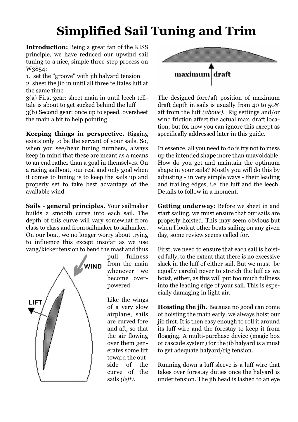 Simplified Sail Tuning and Trim