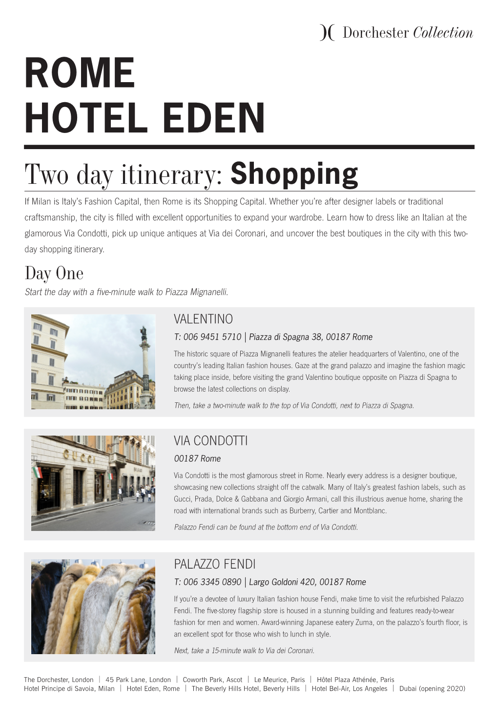 ROME HOTEL EDEN Two Day Itinerary: Shopping If Milan Is Italy’S Fashion Capital, Then Rome Is Its Shopping Capital