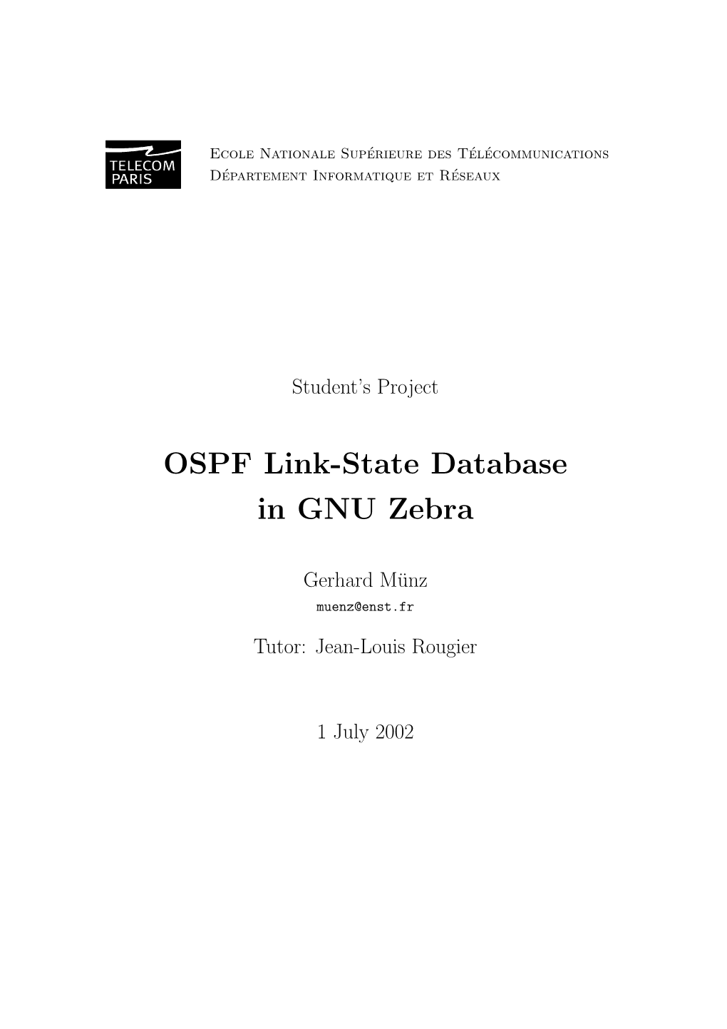 OSPF Link-State Database in GNU Zebra