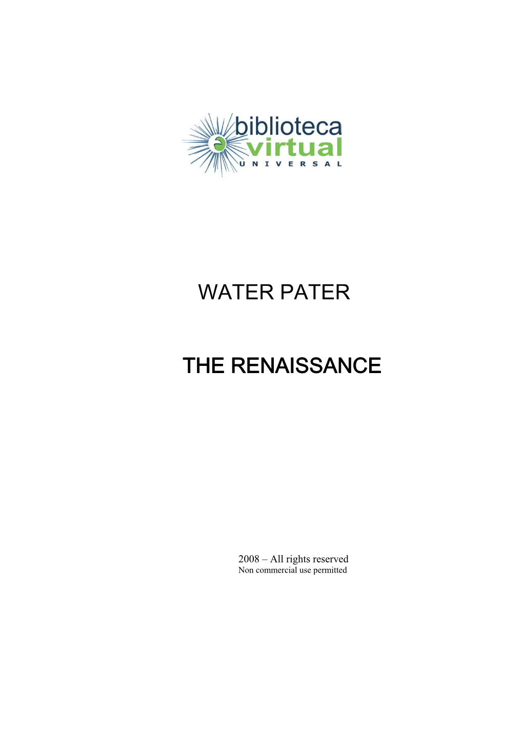 Water Pater the Renaissance