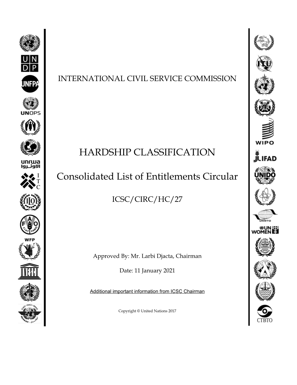 HARDSHIP CLASSIFICATION Consolidated List of Entitlements