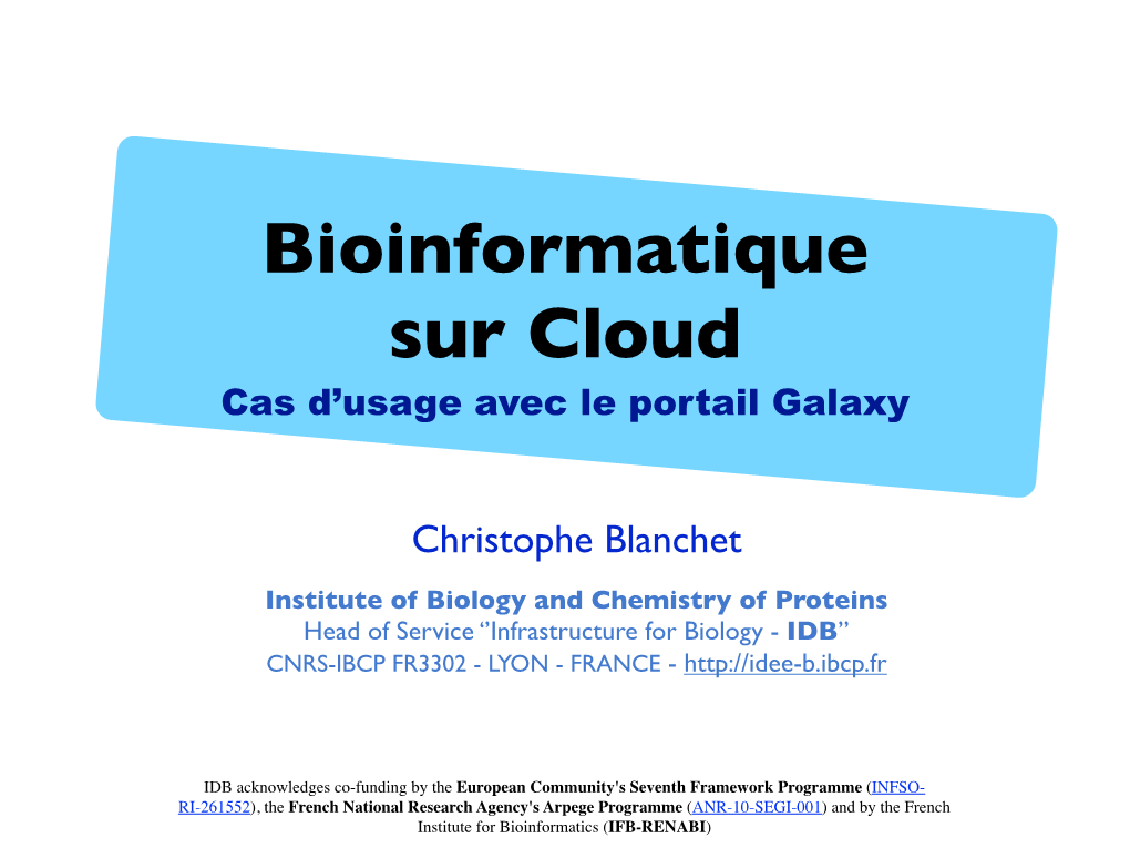 Bioinformatique Sur Cloud Cas D’Usage Avec Le Portail Galaxy