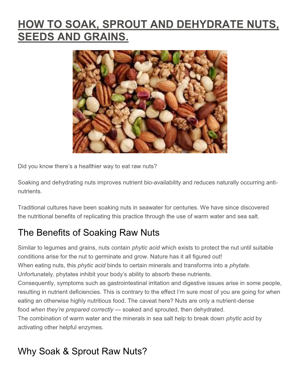 How to Soak, Sprout and Dehydrate Nuts, Seeds and Grains