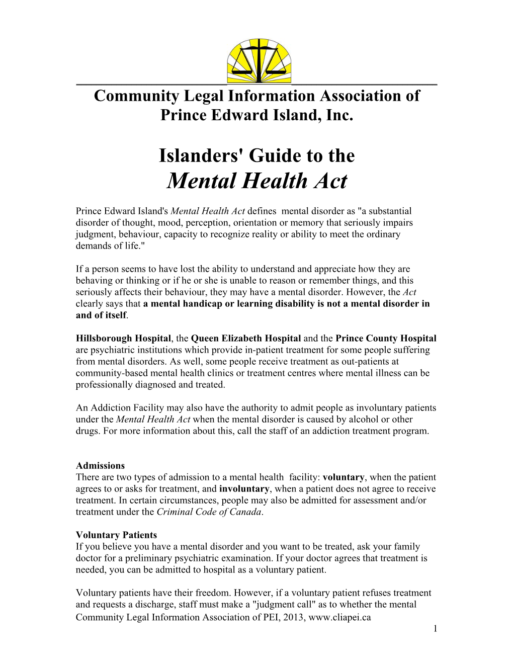 Islanders' Guide to the Mental Health Act