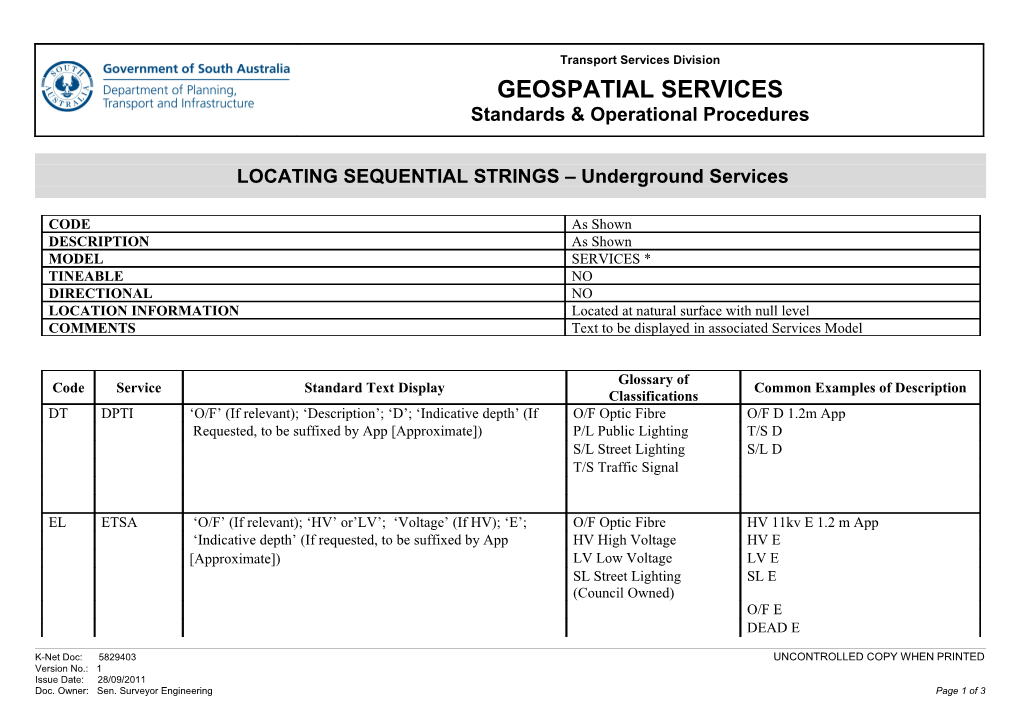 LSS Depthed Underground Services