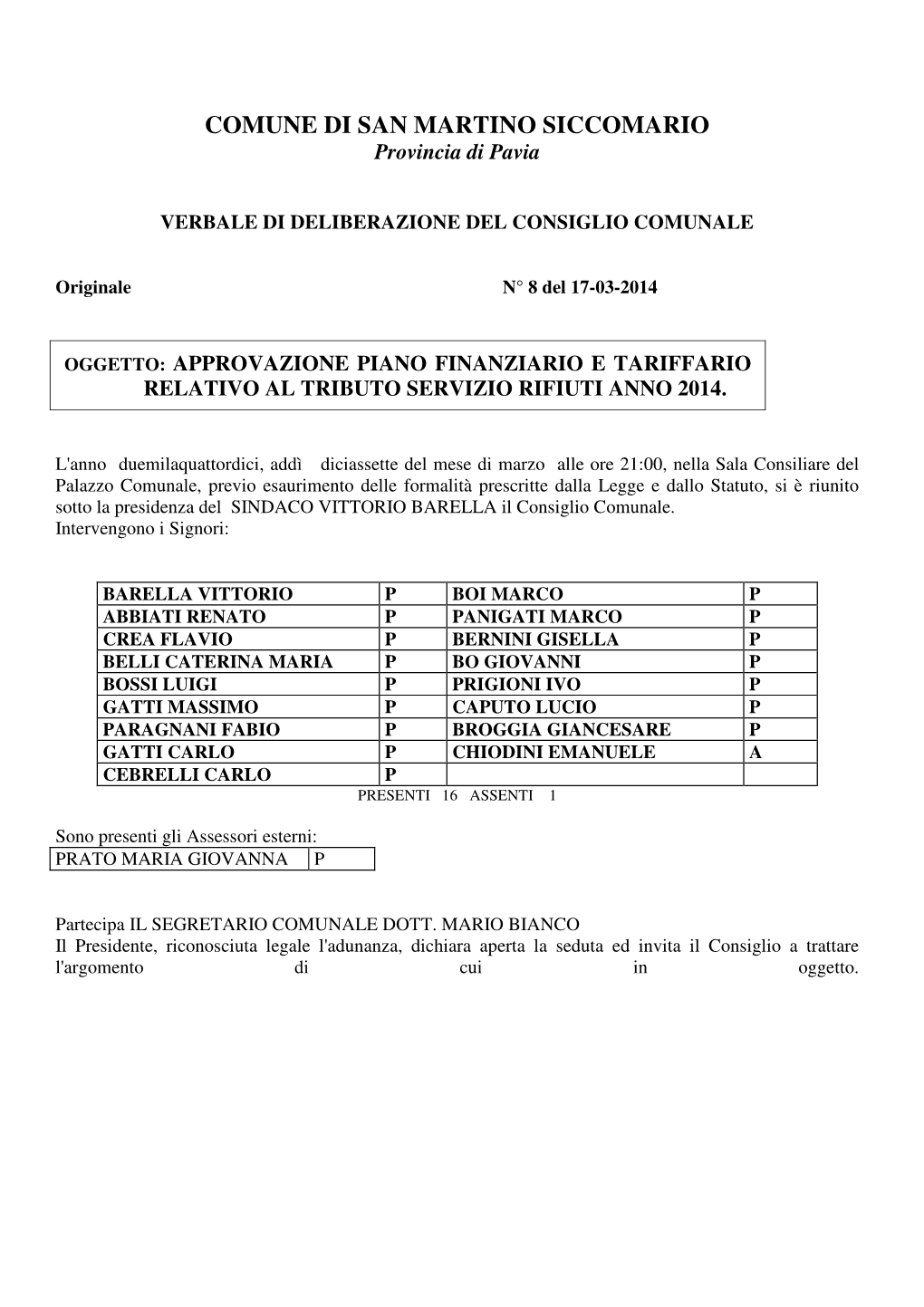 COMUNE DI SAN MARTINO SICCOMARIO Provincia Di Pavia