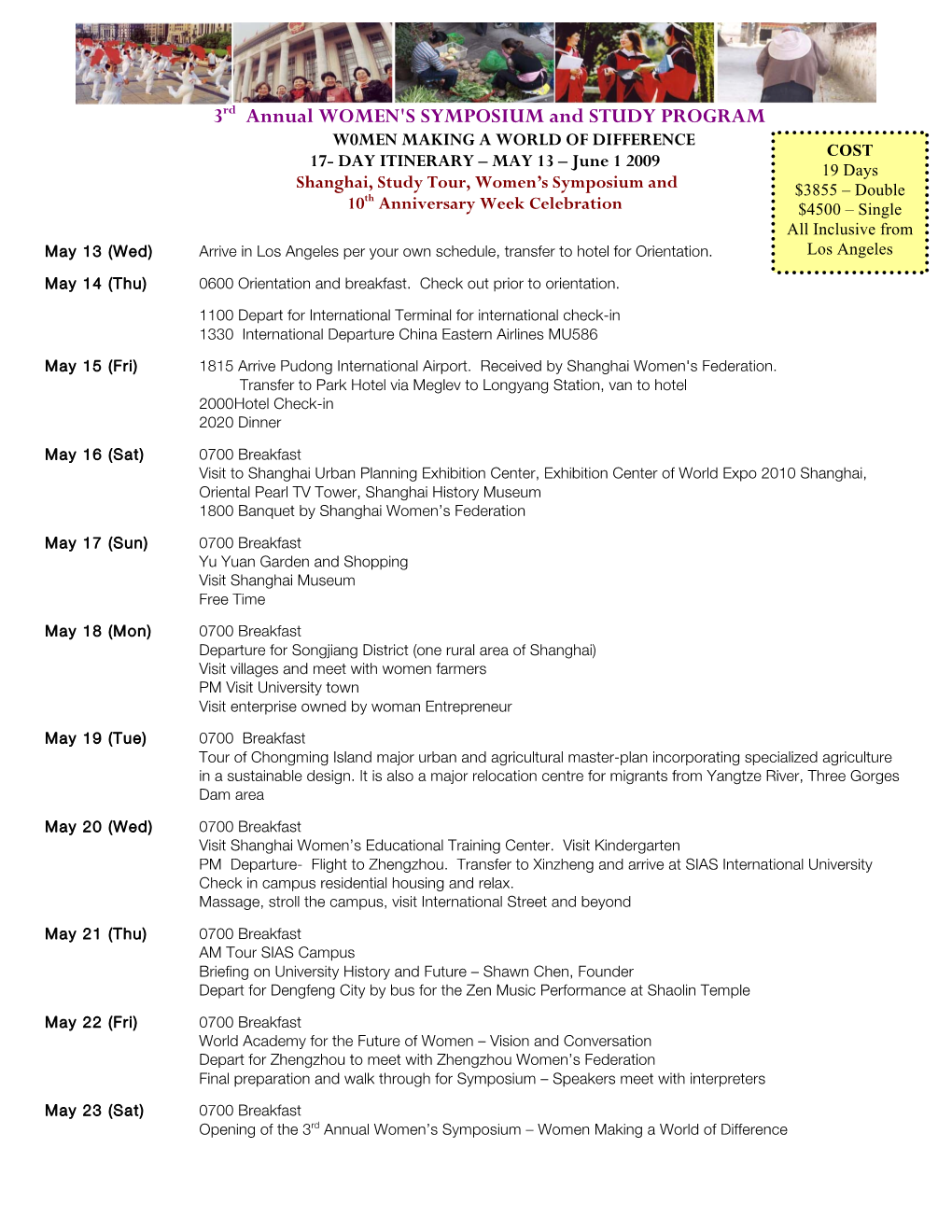 3Rd Annual WOMEN's SYMPOSIUM and STUDY PROGRAM
