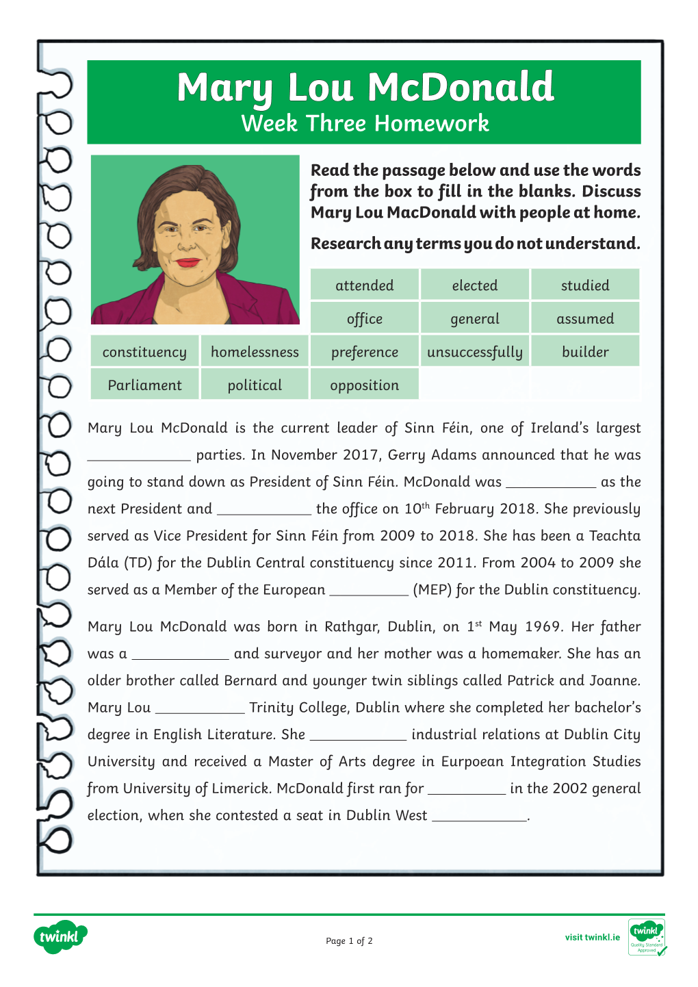 Mary Lou Mcdonald Week Three Homework