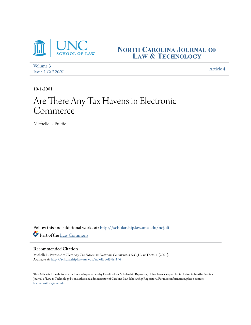 Are There Any Tax Havens in Electronic Commerce Michelle L