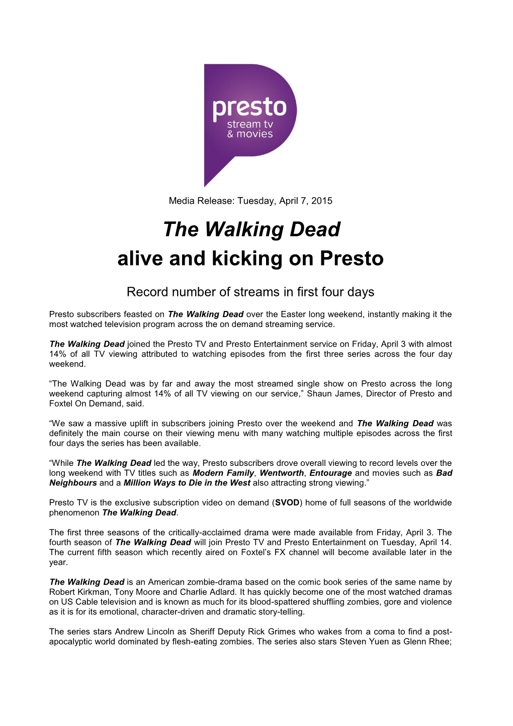 The Walking Dead Alive and Kicking on Presto