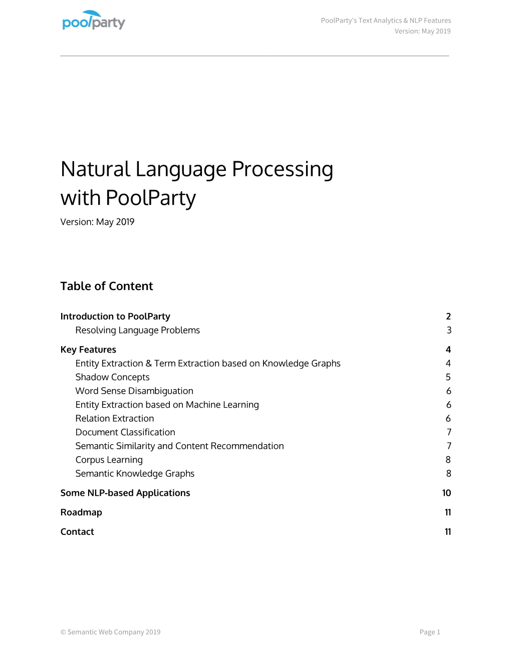 Natural Language Processing with Poolparty Version: May 2019