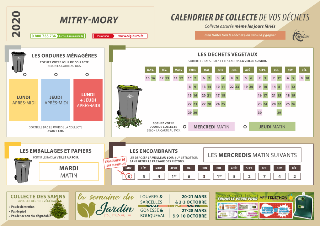 Calendrier De Collectede Vos Déchets Mitry-Mory