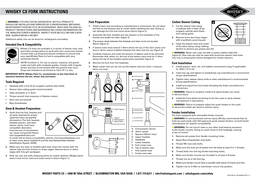 Whisky Cx Fork Instructions