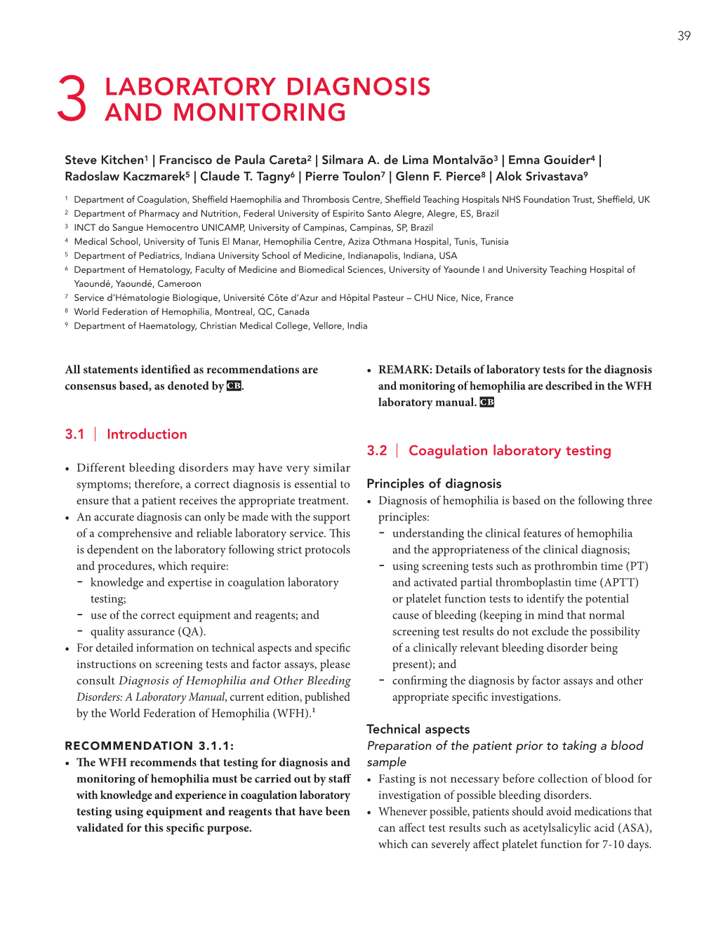 WFH Treatment Guidelines 3Ed Chapter 3 Laboratory