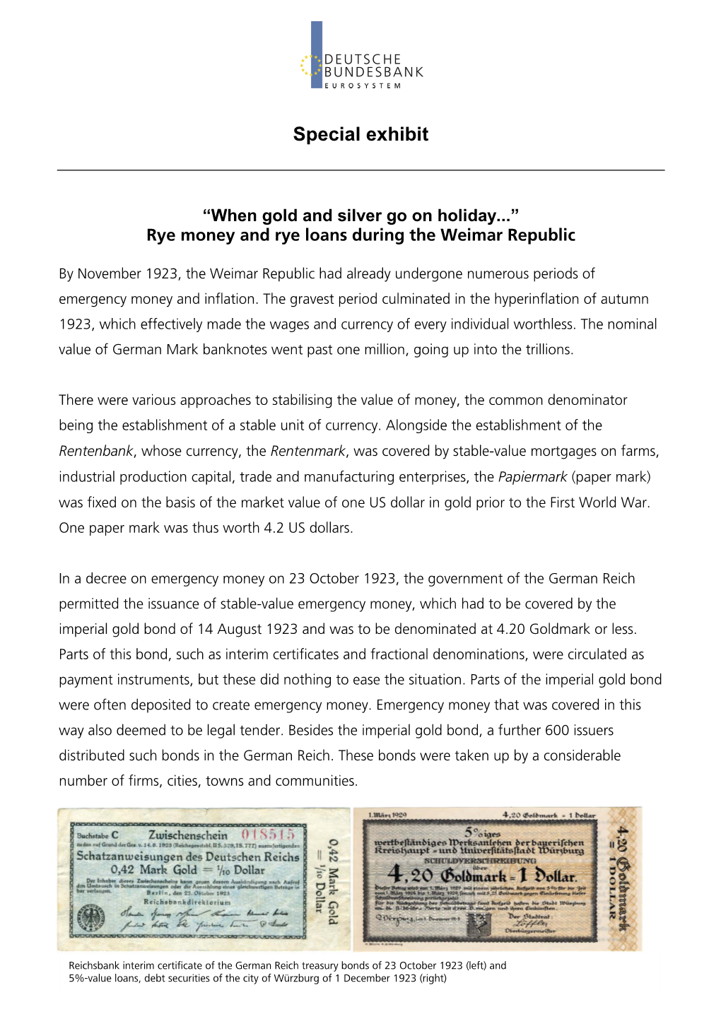 Rye Money and Rye Loans During the Weimar Republic