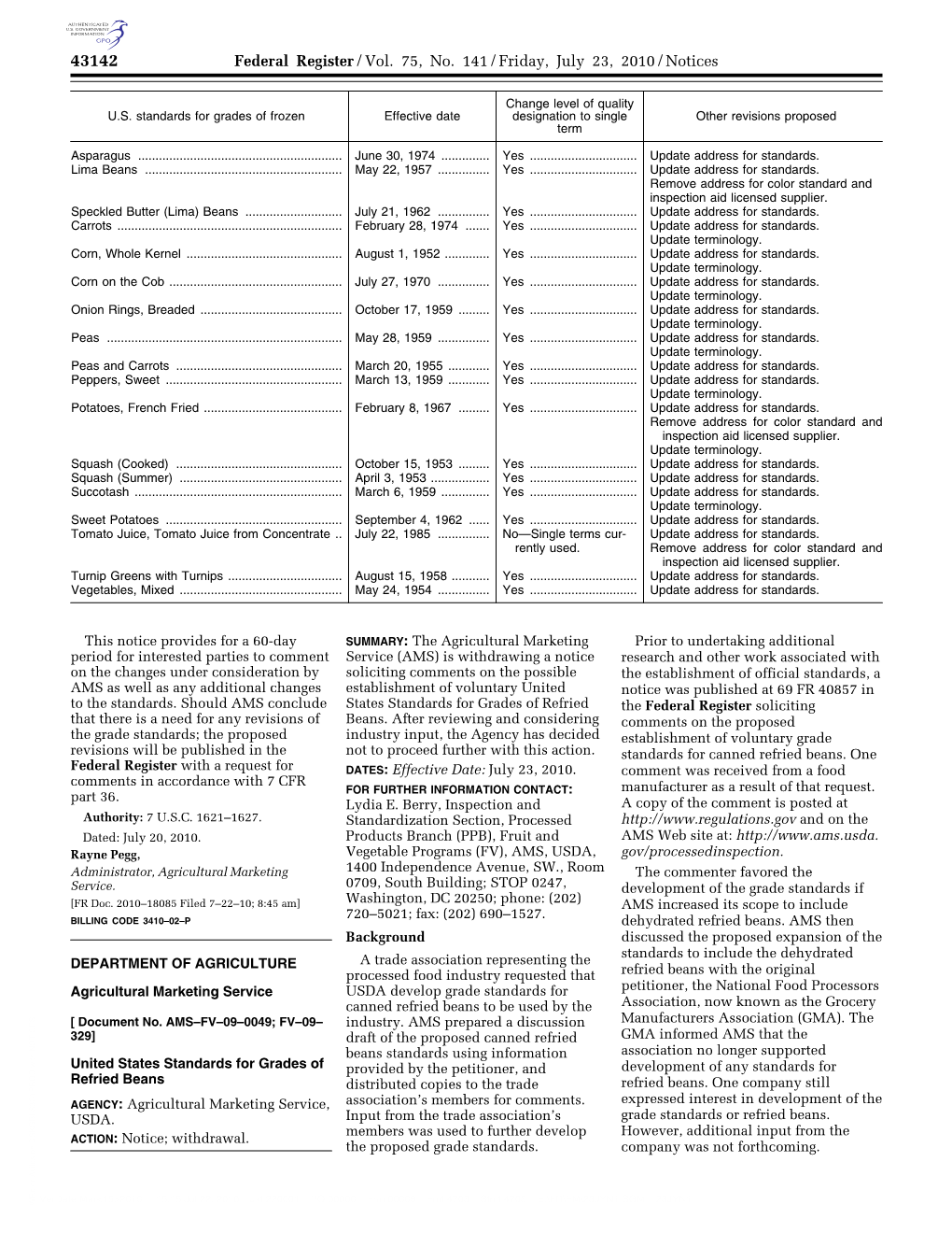 United States Standards for Grades of Refried Beans