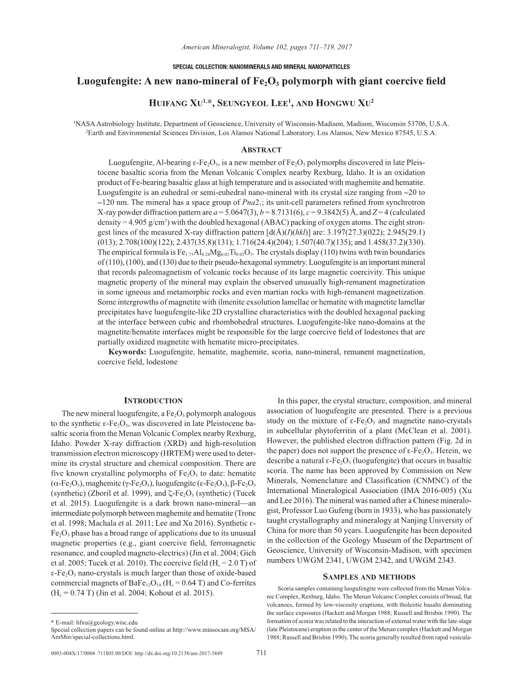 A New Nano-Mineral of Fe2o3 Polymorph with Giant Coercive Field