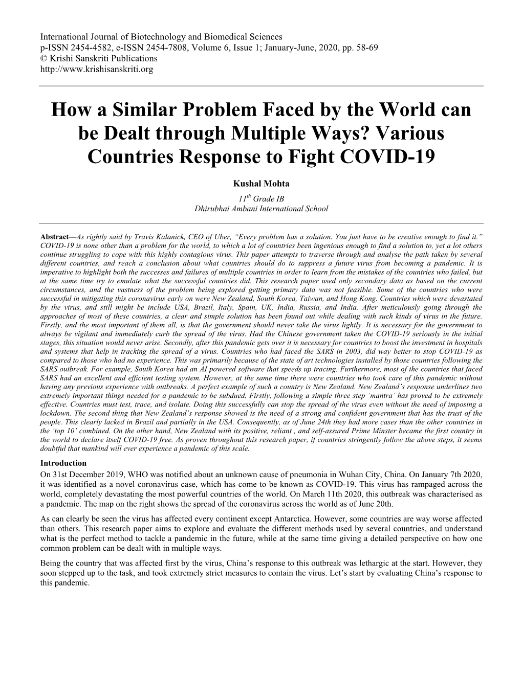 Various Countries Response to Fight COVID-19