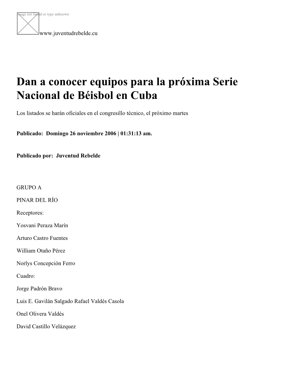Dan a Conocer Equipos Para La Próxima Serie Nacional De Béisbol En Cuba
