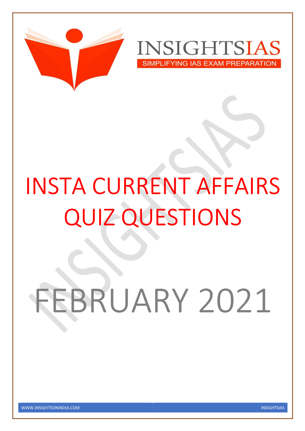 INSTA February 2021 Current Affairs Quiz Questions