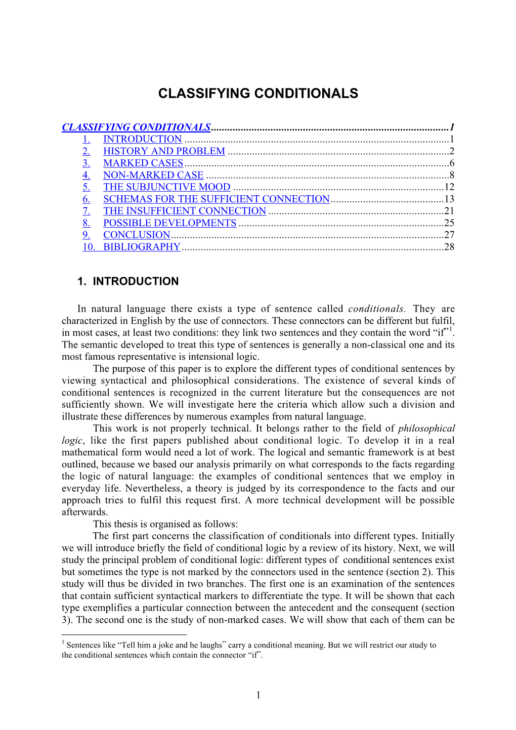 Classifying Conditionals