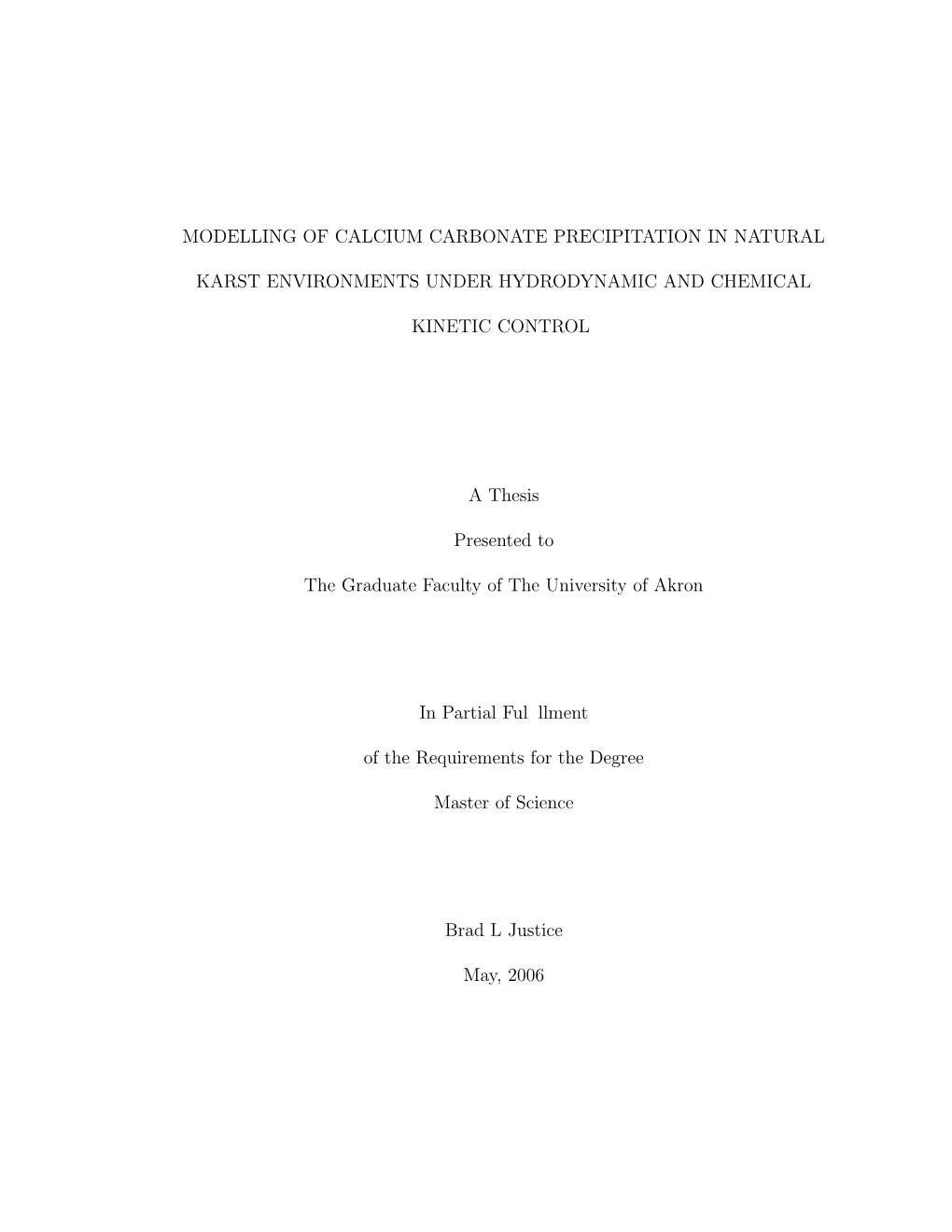 Modelling of Calcium Carbonate Precipitation in Natural