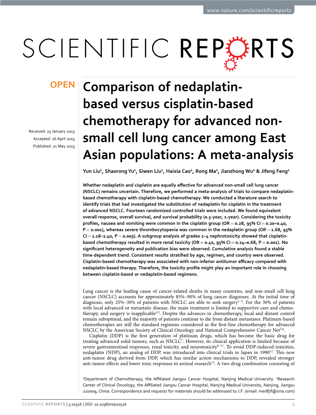 Comparison of Nedaplatin-Based Versus Cisplatin-Based Chemotherapy for Advanced Non-Small Cell Lung Cancer Among East Asian Populations: a Meta-Analysis