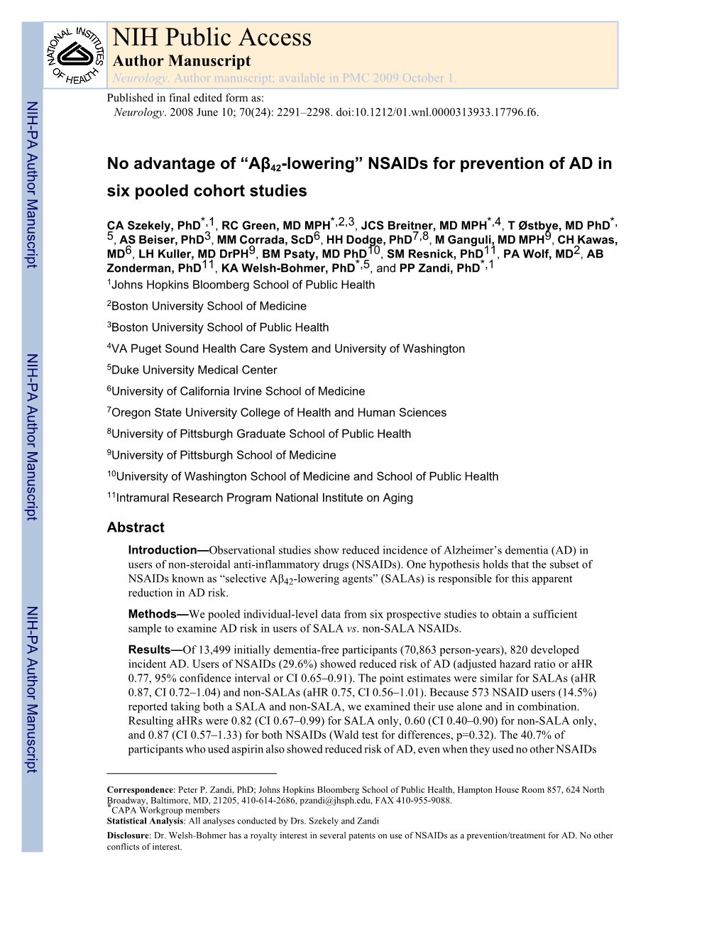 NIH Public Access Author Manuscript Neurology