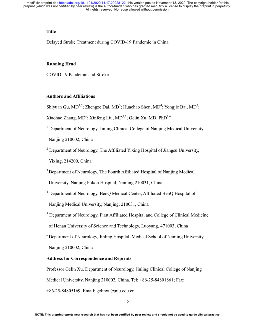 Delayed Stroke Treatment During COVID-19 Pandemic in China