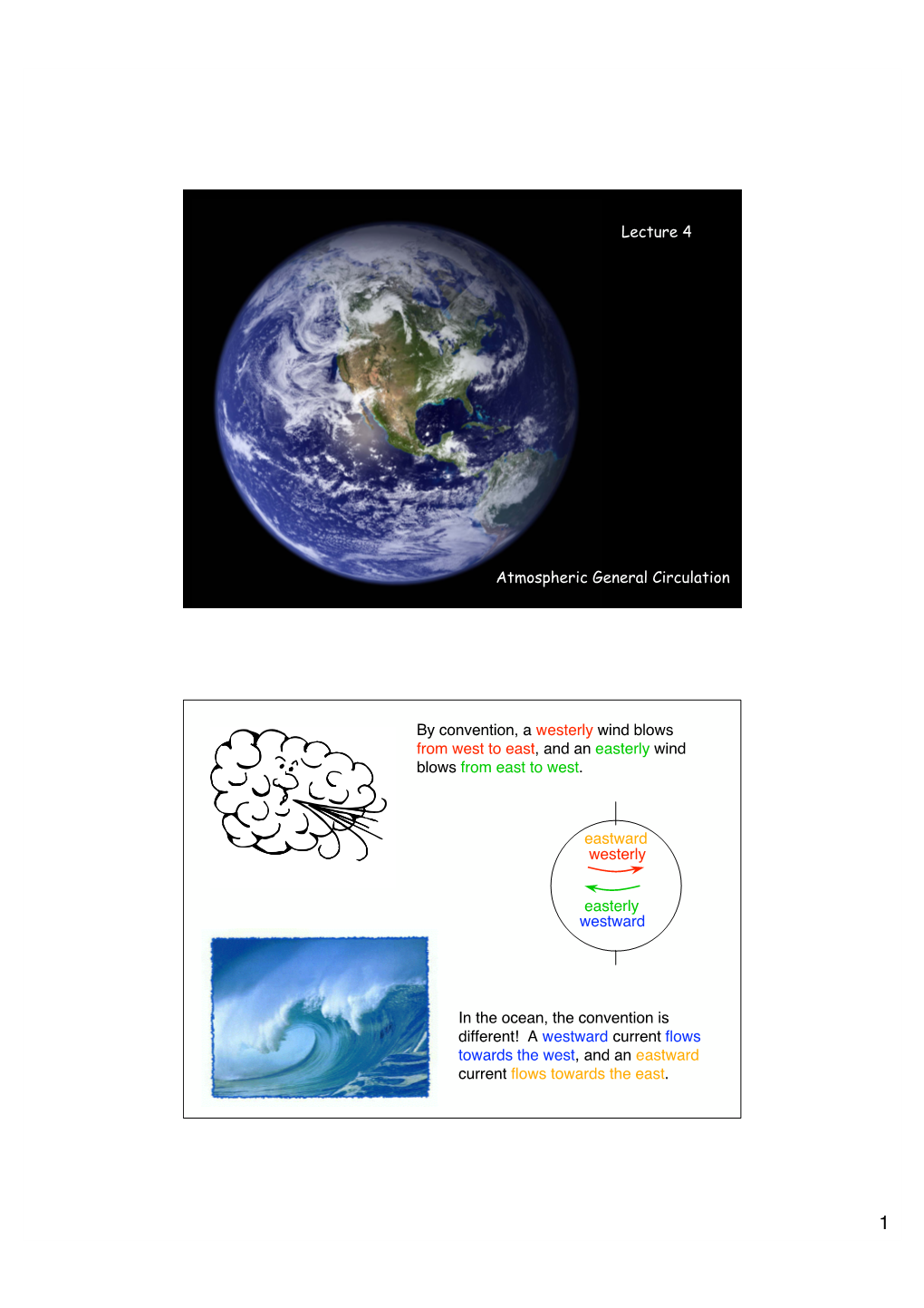 Lecture 1 Atmospheric General Circulation Lecture 4