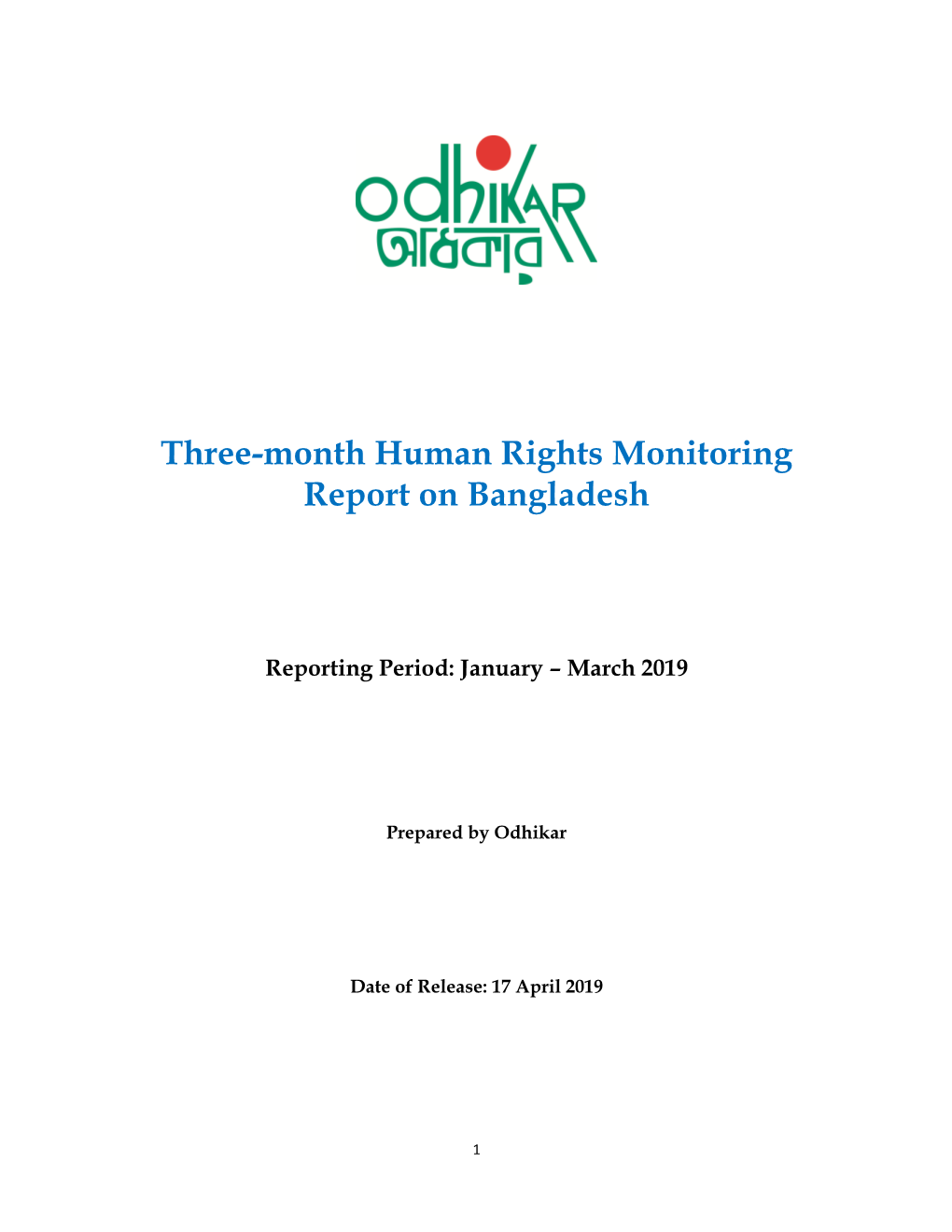 Three-Month Human Rights Monitoring Report on Bangladesh