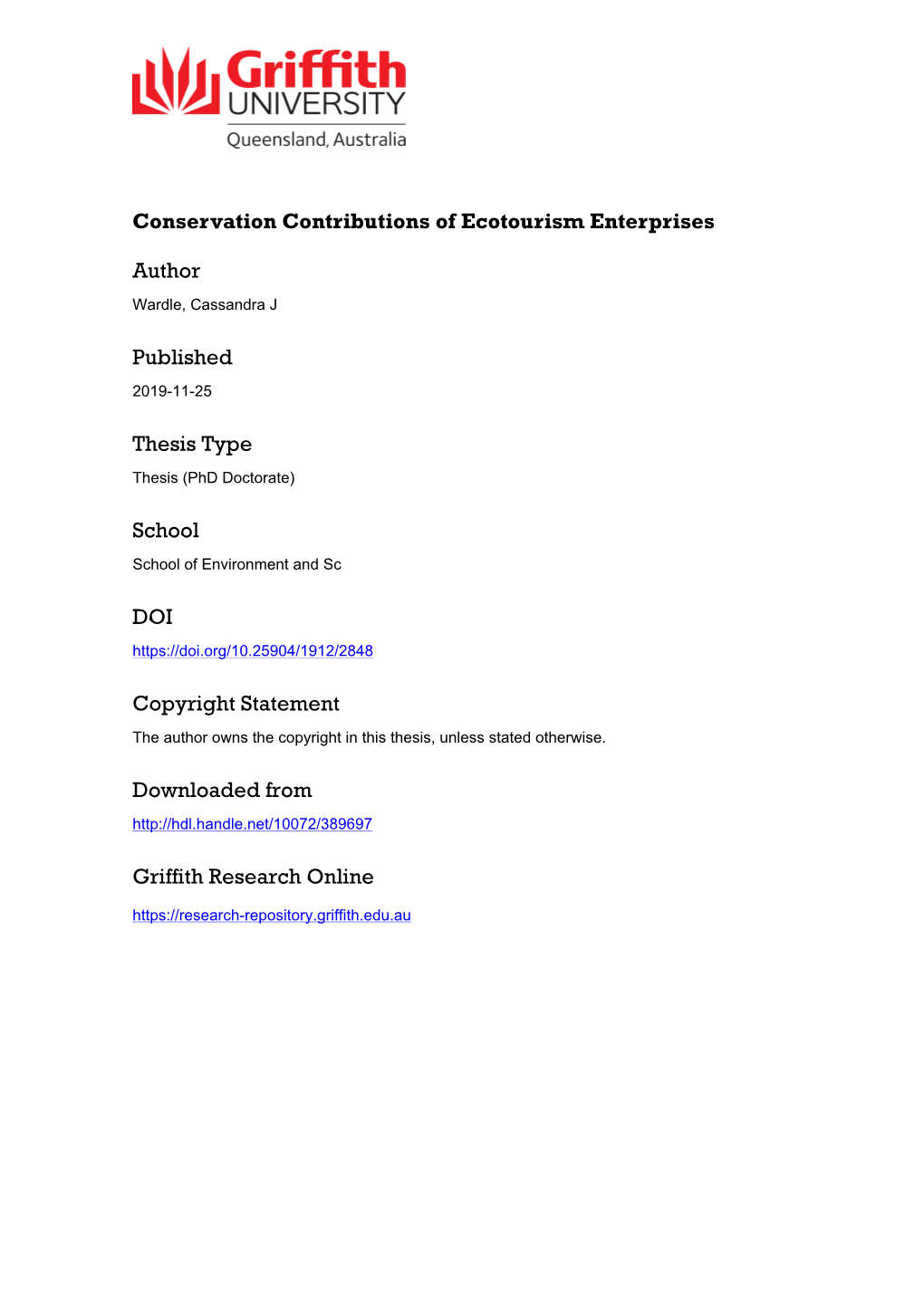 Conservation Contributions of Ecotourism Enterprises