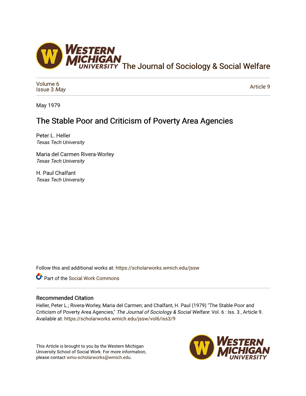 The Stable Poor and Criticism of Poverty Area Agencies