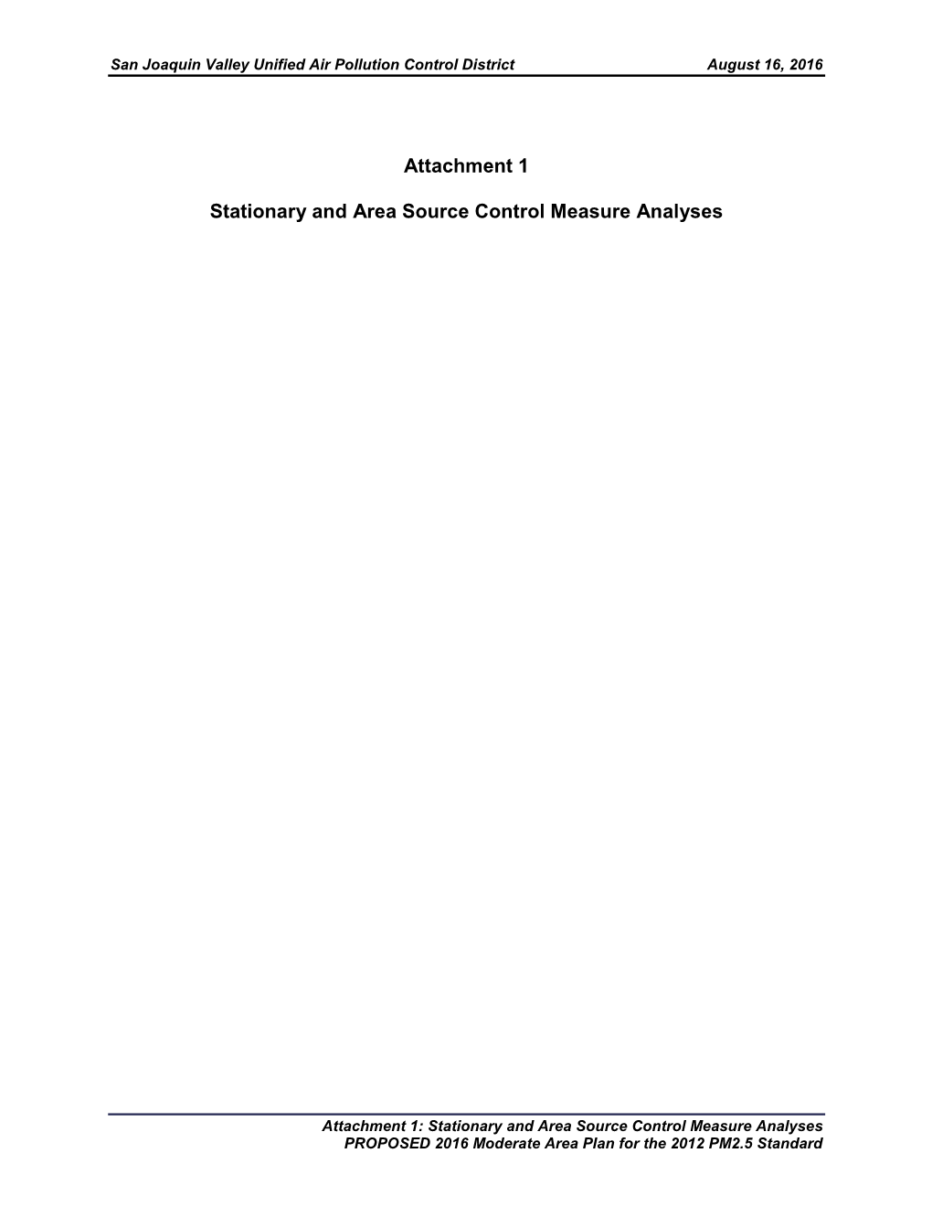 Attachment 1 Stationary and Area Source Control Measure Analyses