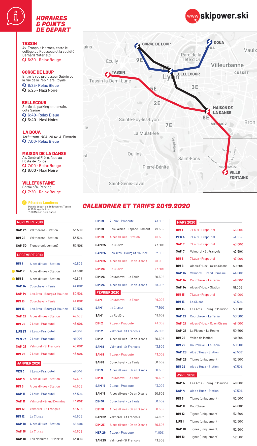 Horaires & Points De Depart Calendrier Et Tarifs 2019.2020