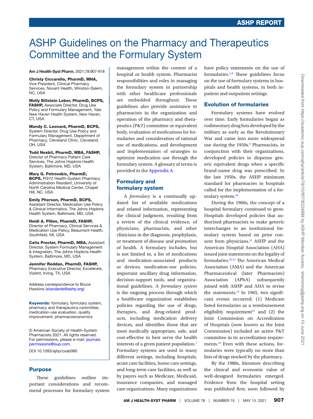 Pharmacy and Therapeutics Committee and the Formulary System