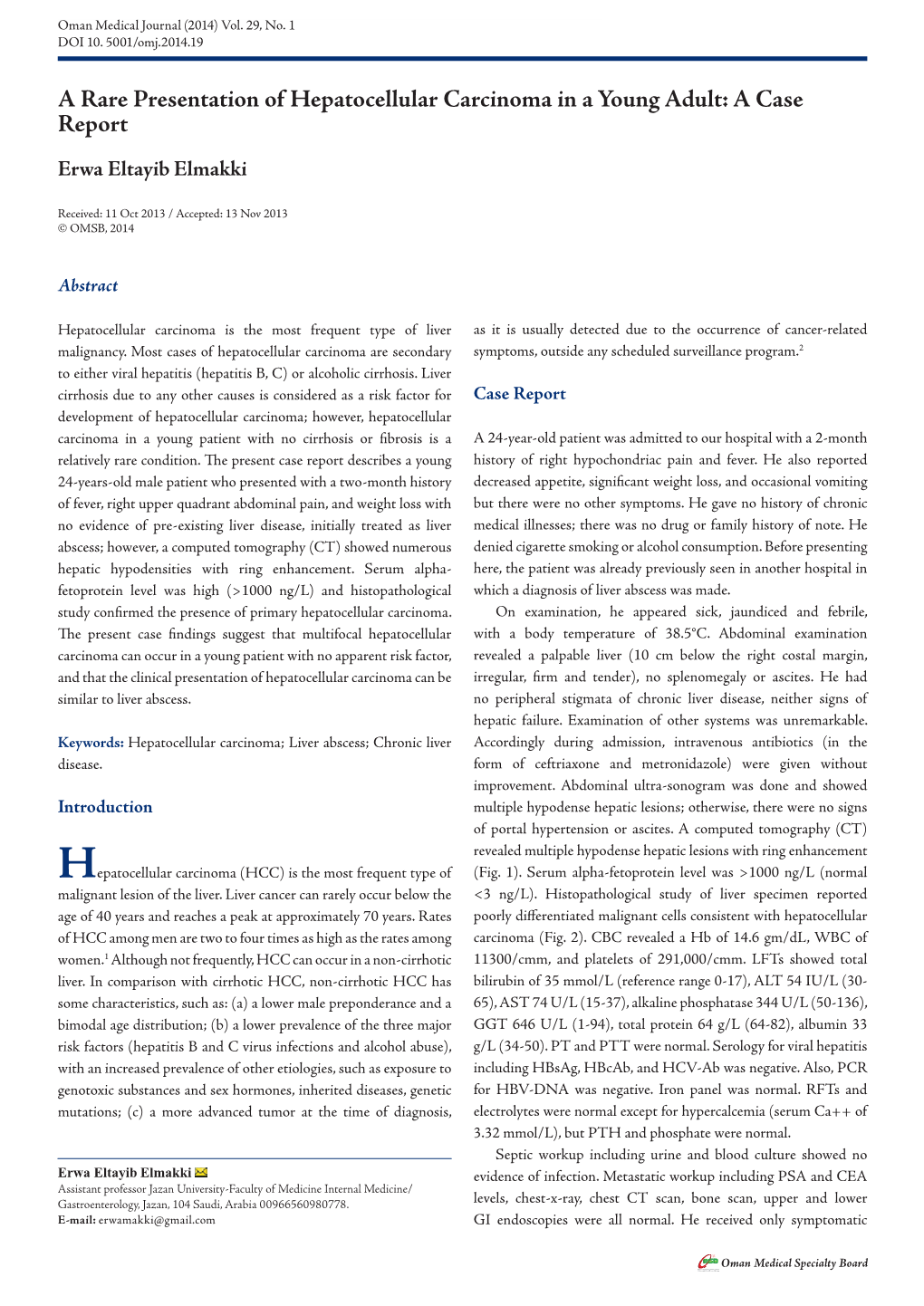 A Rare Presentation of Hepatocellular Carcinoma in a Young Adult: a Case Report