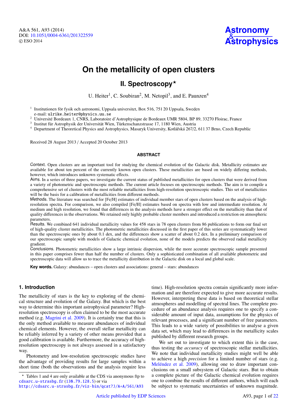 On the Metallicity of Open Clusters II