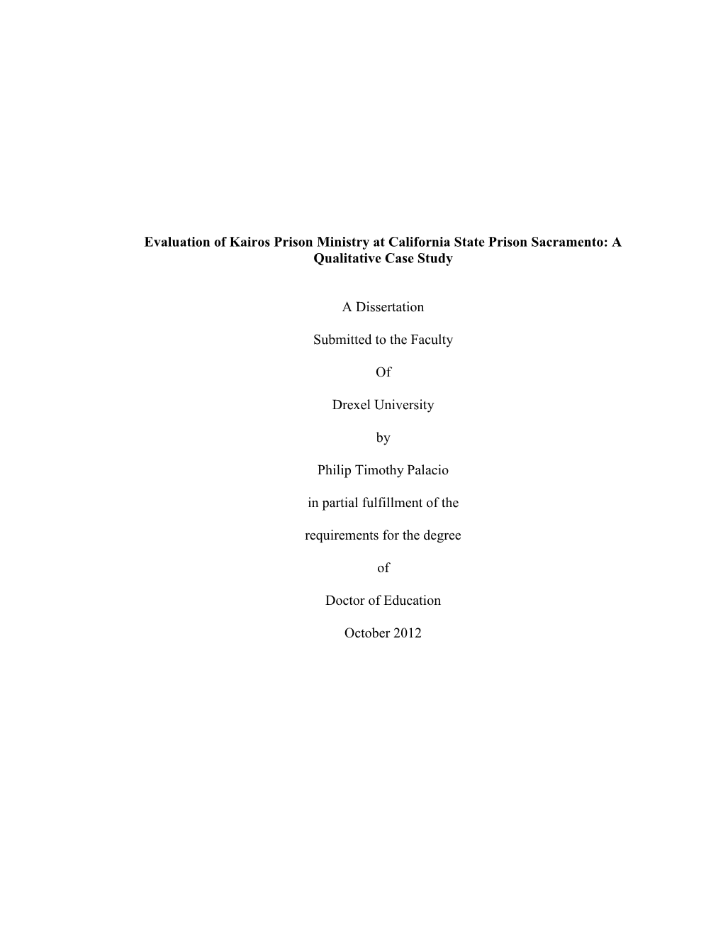 Evaluation of Kairos Prison Ministry at California State Prison Sacramento: a Qualitative Case Study