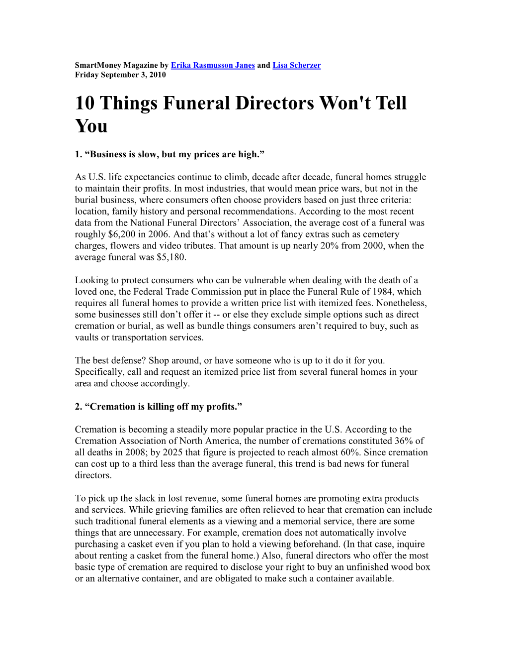 10 Things Your Funeral Director Won't Tell