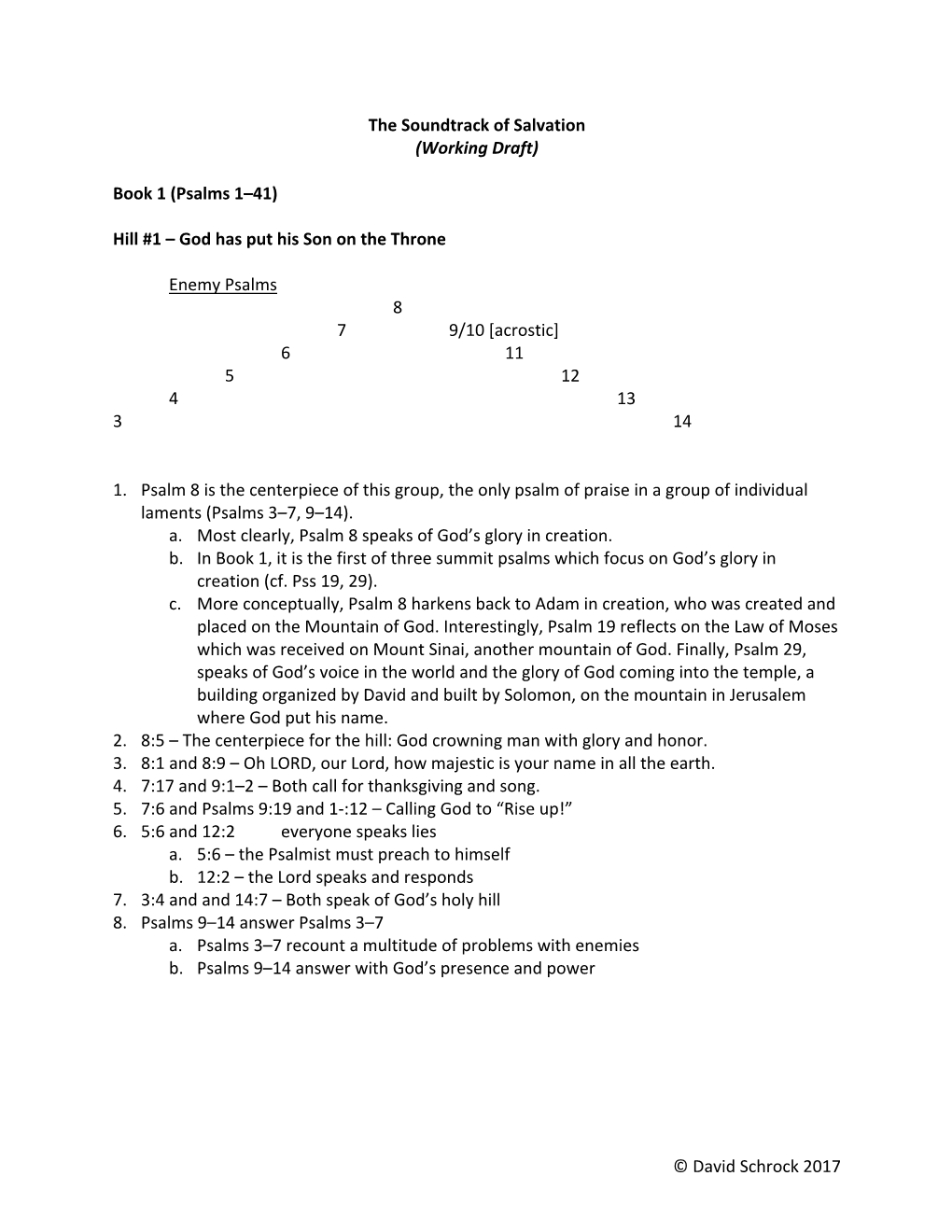 Psalm Outline Three Hills and One Valley