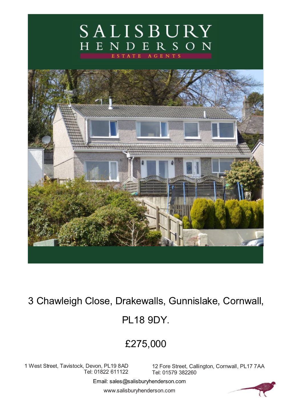 3 Chawleigh Close, Drakewalls, Gunnislake, Cornwall, PL18 9DY