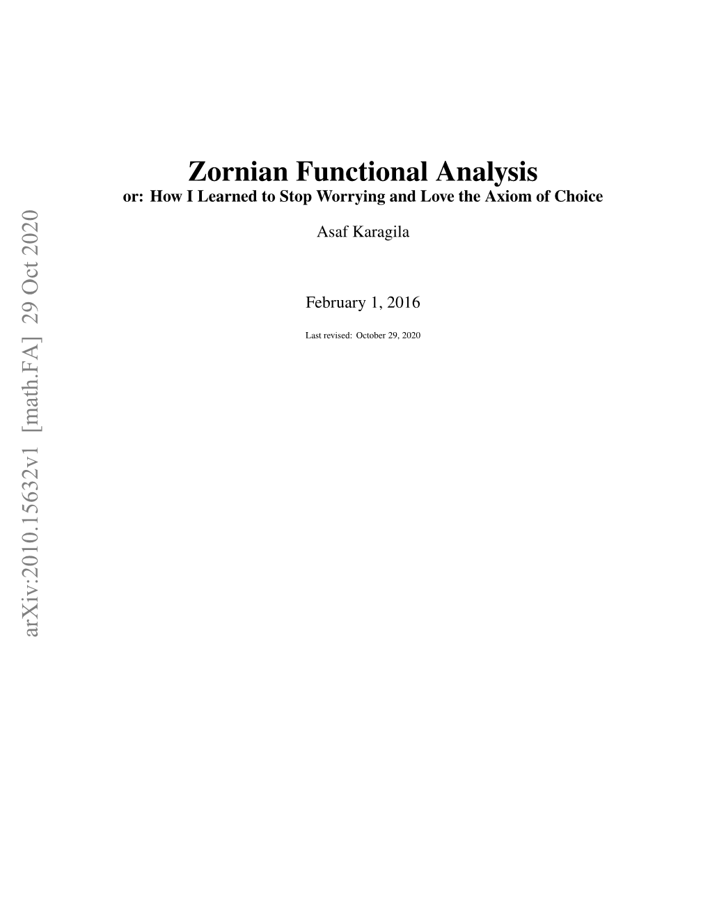 Zornian Functional Analysis