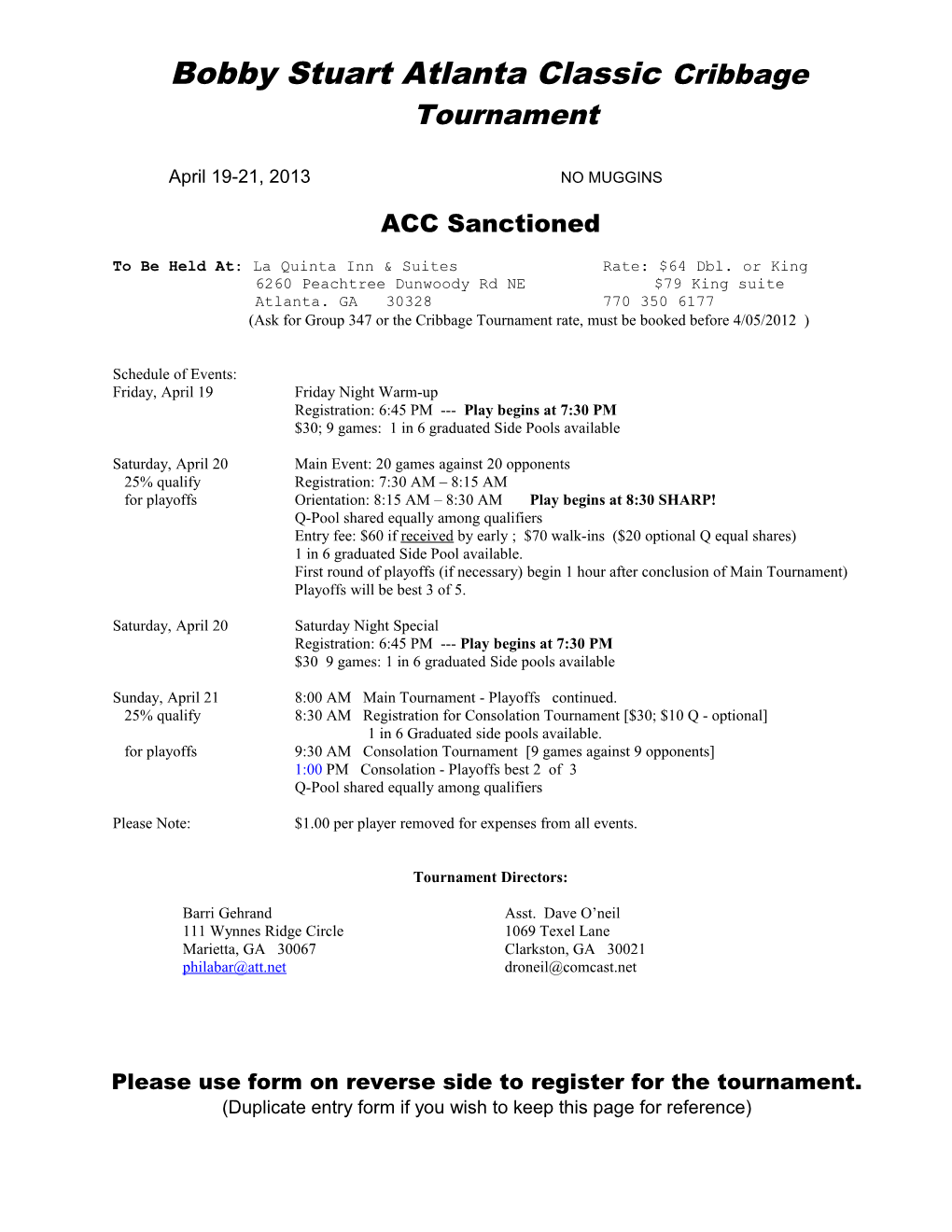 Pensacola Open Cribbage Tournament