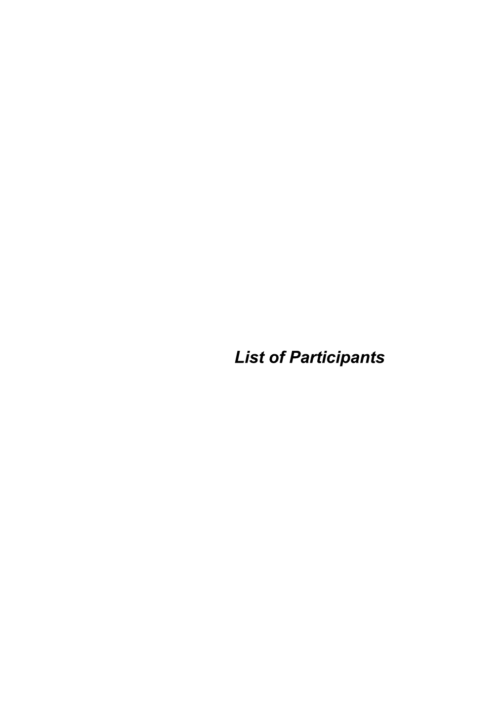 List of Participants