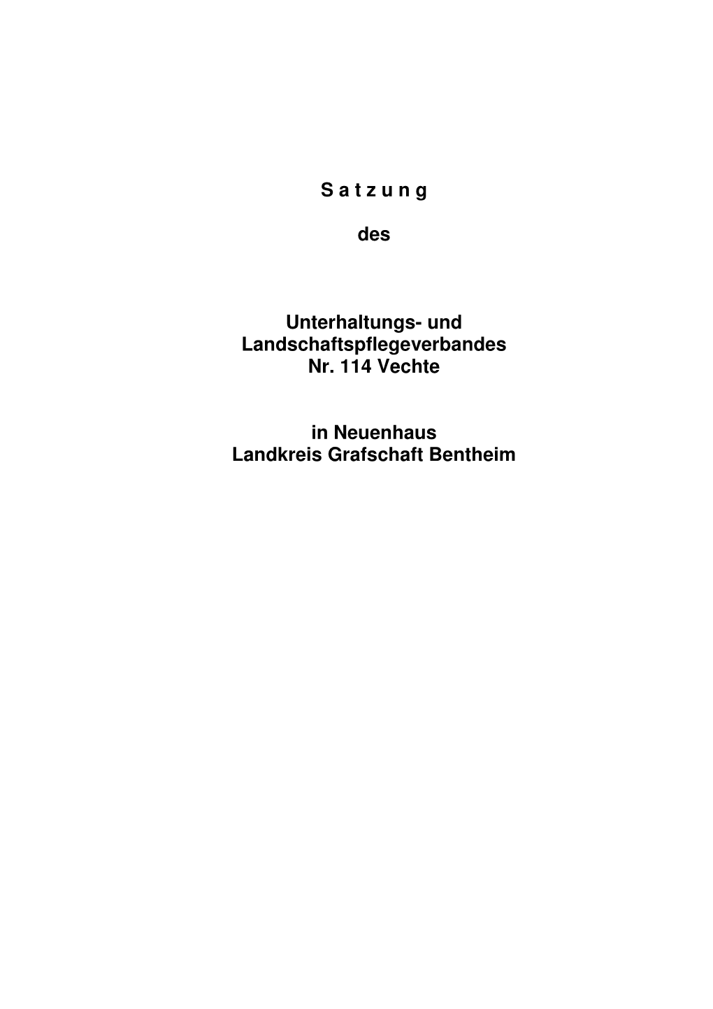 S a T Z U N G Des Unterhaltungs- Und Landschaftspflegeverbandes Nr