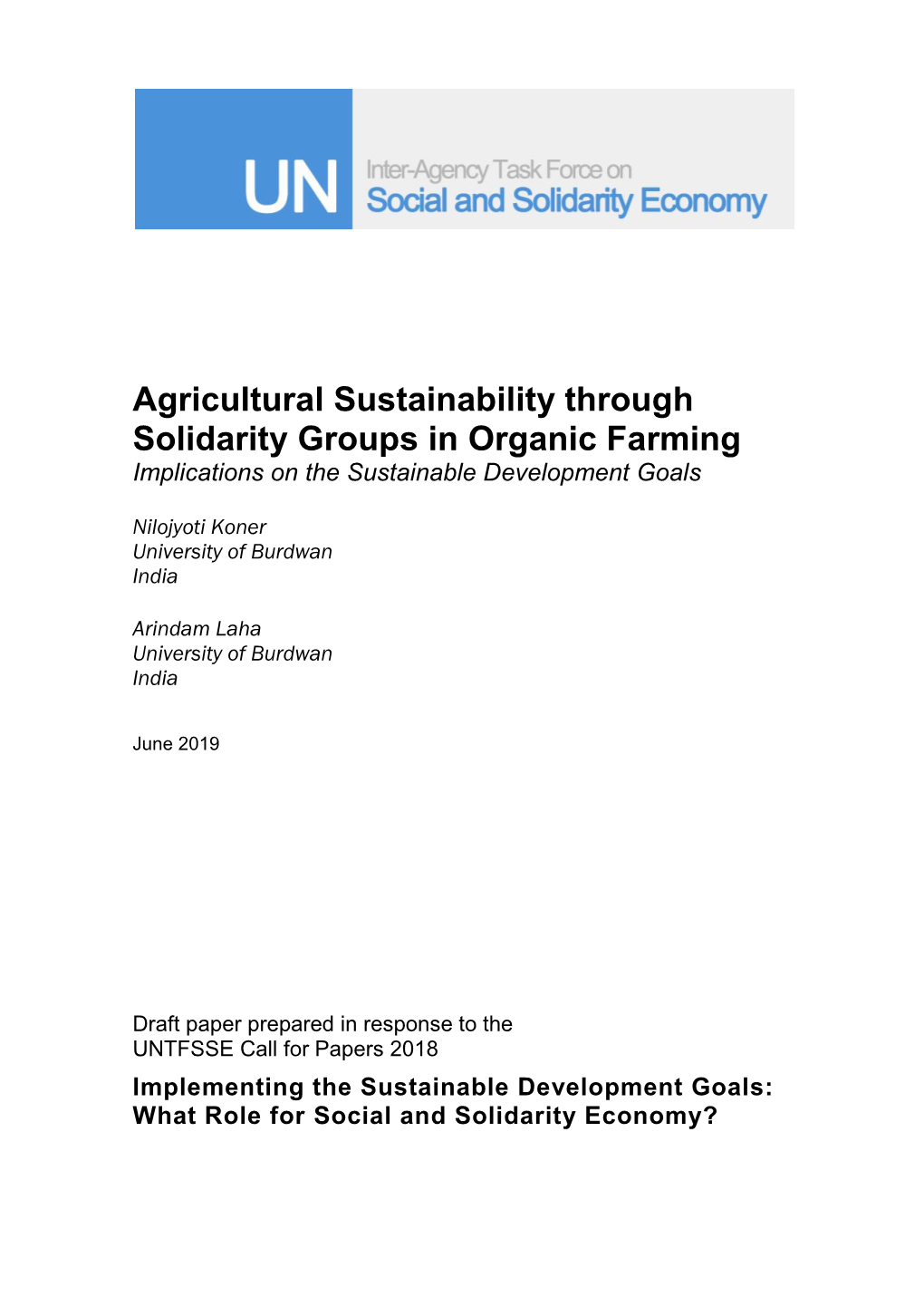 Agricultural Sustainability Through Solidarity Groups in Organic Farming Implications on the Sustainable Development Goals