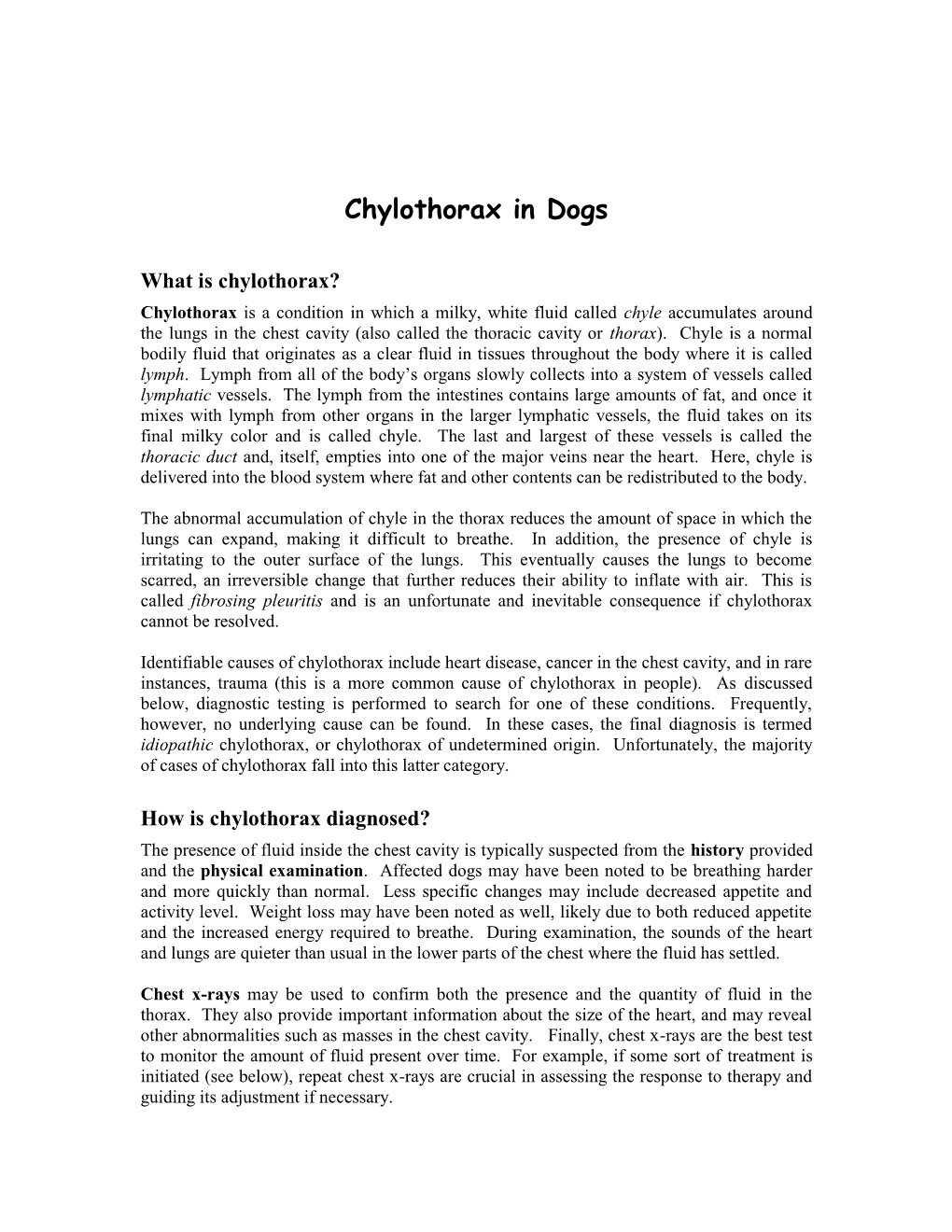 Chylothorax in Dogs